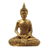 Buda Hindu Dourado Estatua Resina Decoração Sentado 19,5cm