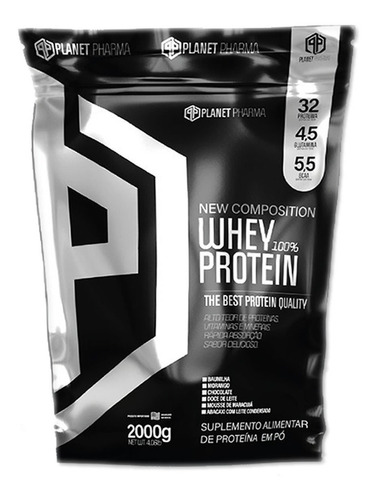 100% Whey Protein 2kg 32g Proteína / Dose - Planet Pharma Sabor Baunilha