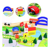 Pista De Autos Con Puente De Madera Juego Infantil 40 Pcs