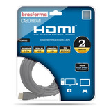 Kit Cabo Hdmi Brasforma Uhd 19 Pinos 2m 4k 3d - 10 Peças