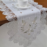 Caminho De Mesa Trilho 1,80m Bordado Guippir Renda Elegante Cor Branco 02