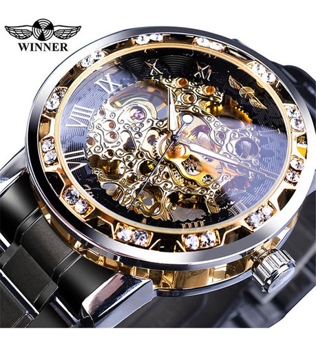 Winner Hombres Reloj Automático Moda Diamante Visualización