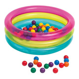 Alberca Piscina Inflable Aros Para Niños + 50 Pelotas Intex