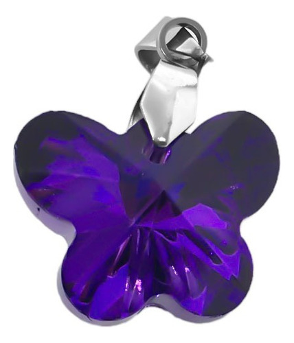 Dije Violeta Mariposa De Cristal Facetado Acero Quiru C:8404