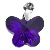 3 Dijes Violeta Mariposa De Cristal Facetado Acero Q C:8404