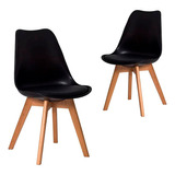 Cadeiras Jantar Mesa Cozinha Leda Design Wood, 2 Unidades Cor Da Estrutura Da Cadeira Preto