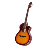 Guitarra Clásica Electrocriolla Parquer Media Caja Sunburst Color Marrón Claro