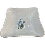 Tigela Fruteira Porcelana Pozzani Flores Quadrada Antiga