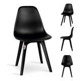 Set De 4 Sillas Altair Para Comedor Moderna Resistente Color De La Estructura De La Silla Negro Color Del Asiento Negro