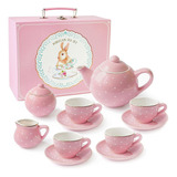 Juego De Té De Porcelana Para Niñas Pink Polka Dot 13...