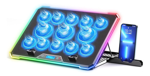 Base Ventilador Enfriador Notebook 13 Fans Lcd Rgb Hasta 17 