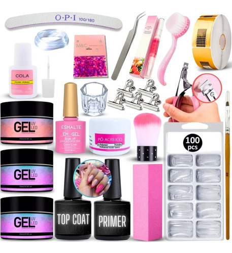 Kit Unha Gel Completo Fibra Manicure Envio Imediato