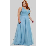 Vestido Madrinha Até Plus Size Luxuoso Brilhoso Laço Abdomem