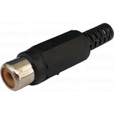 Pack 4x Conector Hembra Rca A Cable Color Negro-p