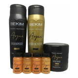 Kit Bekim Argán Shampoo+máscara+crema De Peinar + 4 Ampollas