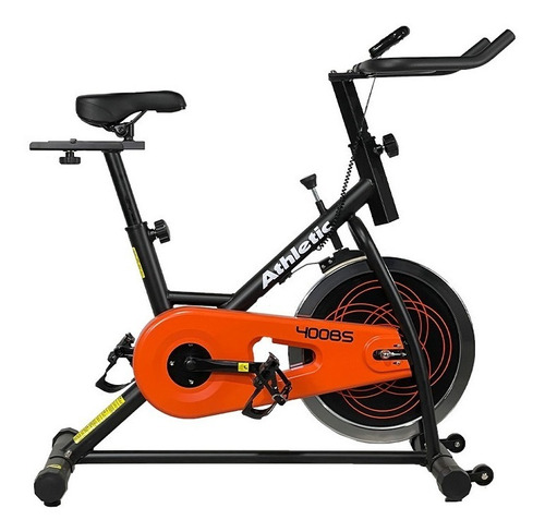 Bicicleta Estática Athletic 400bs Para Spinning Color Negro Y Naranja