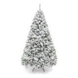 Árbol De Navidad Con Nieve Con Base De Metal Plegable 9ft. Color Verde/blanco
