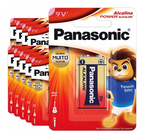 10 Baterias Alcalinas Panasonic 9v