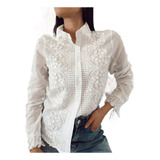 Camisa Broderie Bordada Boho Chic Blusa Encaje Premium Hindú