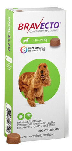 Bravecto Antipulgas Comprimido Para Cães De 10 A 20 Kg - Msd