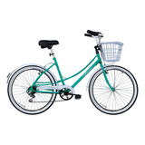 Bicicleta Aro 26 Feminina Retrô Anne Cor Verde Com Cestinha