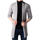 Saco Sueter Cardigan Casual Largo Abierto Para Hombre