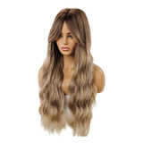 Peruca Ondulada Lace Wig Com Franja Cor Tt4 60cm + Wig Cap 