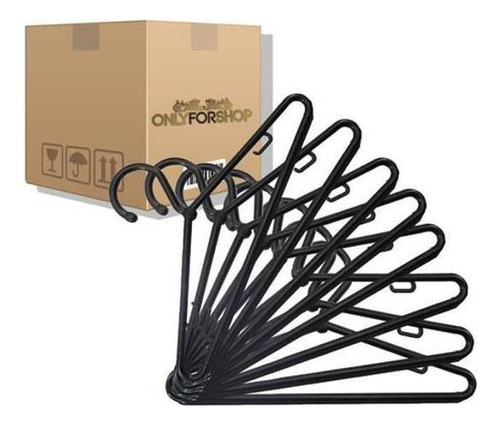 Kit 50 Cabides Plástico Fixo Grosso Bola - Preto