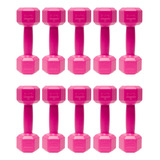 Pack X10 Mancuernas 2kg C/u Pesas Recubiertas Entrenamiento Color Rosa