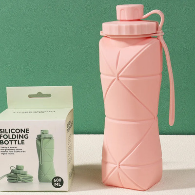 Botella De Agua Térmica De Silicona Plegable Portátil 600ml Rosa Claro | MercadoLibre