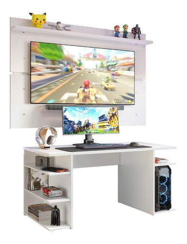 Mesa Para Computador Gamer E Painel Tv Madesa - Branco