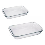 Set X2 Fuentes Vidrio Templado Asadera Para Horno Cocina