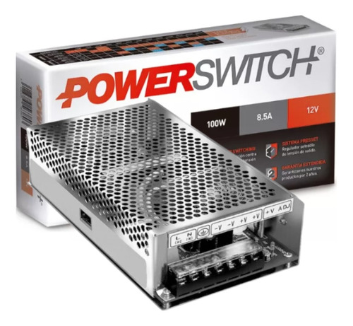 Fuente Powerswitch Macroled 100 W 12 V 8 A Metalica Aireada 