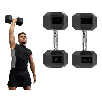 Set 2 Mancuernas 40 Lb 18.14 Kg C\u002Fu, Pesas Hexagonales Gym Color Negro | Meses sin interés