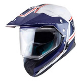 Casco Moto Mt Helmets Synchrony Dsport Vintage Blanco Azul