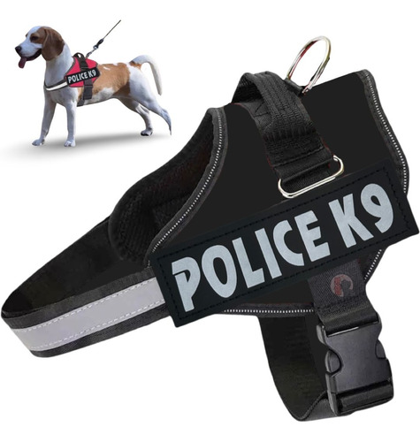 Coleira Peitoral Cães Pequeno E Médio Porte Guia K9 Police Cor Preto M Police K9 Tamanho Da Coleira M
