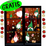 Vinil Decorativo Navidad Gnomos Navideños Copos Reno Santa