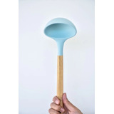 Concha De Silicone Com Cabo Madeira 30cm Water Blue Oxford