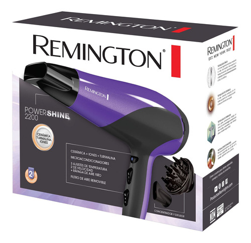 Secador Remington Power Shine Con Cerámica Iónes Y Turmalina
