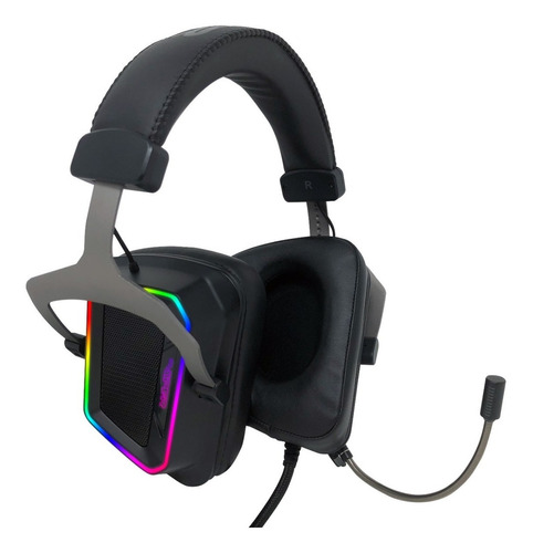 Auricular Patriot Gamer Viper V380 7.1 Rgb Mic Desmontable Color Negro Luz Turquesa