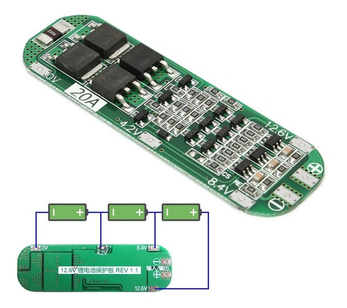 Modulo Bms Cargador Baterías Litio 18650  Serie 12v 3s 20a 