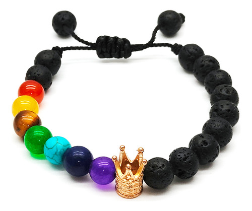 Pulsera 7 Chakras Cuarzos King Or Queen Unisex + Estuche 