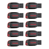 10 Memoria Usb Sandisk Cruzer Blade 8gb 2.0 Negro/rojo Flash