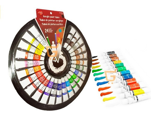 Kit De 24 Pinturas Acrilicas Multicolor Profesional Dibujo