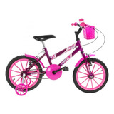 Bicicleta  Infantil Ultra Bikes Bike Ultra Kids Aro 16 1v Freios V-brake Cor Lilás/rosa Com Rodas De Treinamento