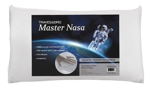 Travesseiro Master Comfort Master Nasa Beauty And Comfort Tradicional 58cm X 10cm Cor Branco