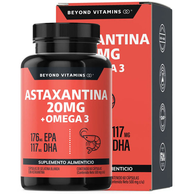 Astaxantina 20mg De Haematococcus Pluvialis + Omega 3 Epa\u002Fdha | Extracto Natural De Oleorresina, Aceite De Pescado, Alta Potencia | Astaxantina 500mg Vitaminas Mujer \u002F Hombre | 60 Cápsulas | MercadoLibre