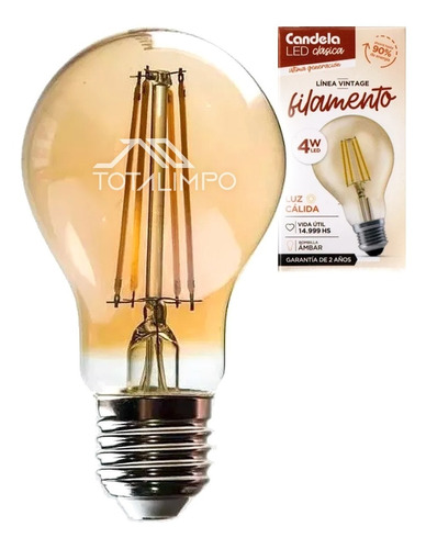 Lámpara Led Filamento 4w (40w) Luz Cálida Candela 6806 Cuota