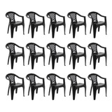 Combo 15 Cadeiras Com Apoio Para Braços Iguape Preta