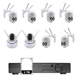 Kit 6 Cameras Ip Externa+2 Interna Wifi 360º Nvr 4ch Hd 1tb